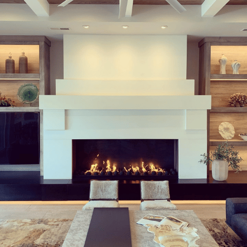 Custom two way fireplace indoors