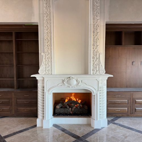 Custom Mason-Lite fireplace paired with bold Big Tex logs