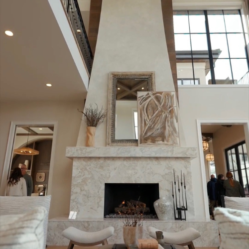 Golden Blount HD 5030 gas fireplace with custom TV wall installation